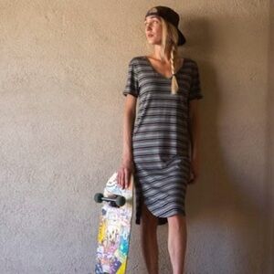 KAVU Sachi Oversized Striped Shirt Dress